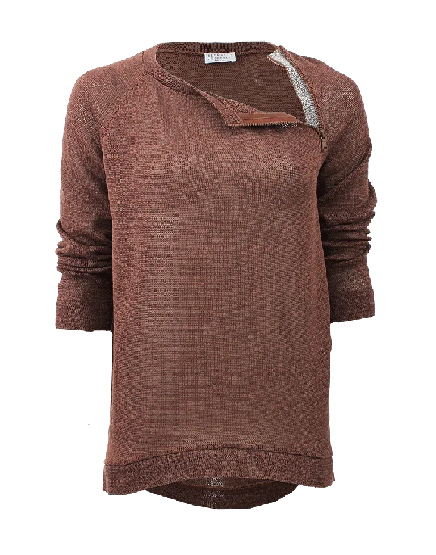 Cotton Pullover With Shoulder Zip