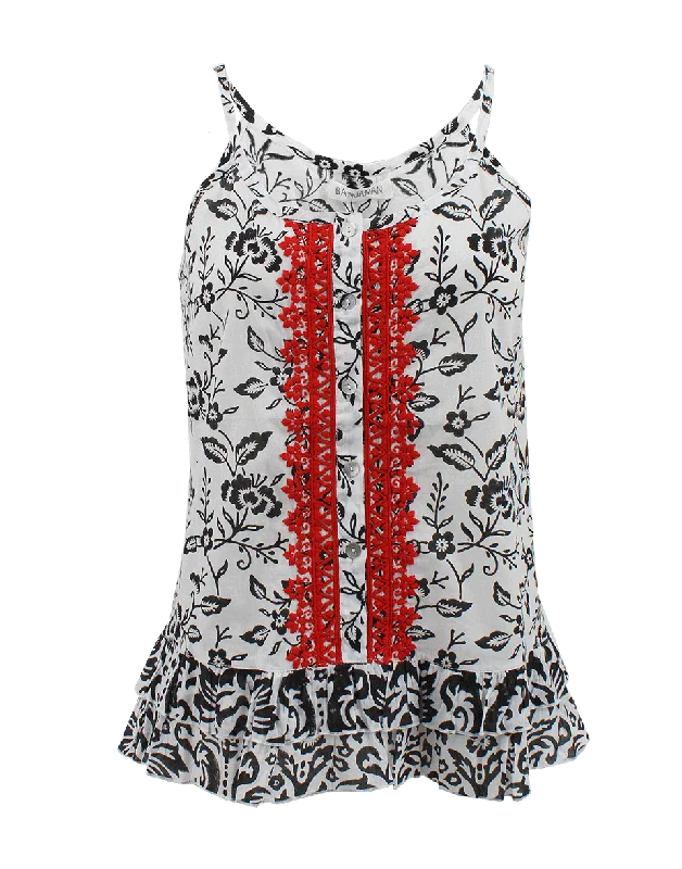 Floral Embroidered Topkapi Tank