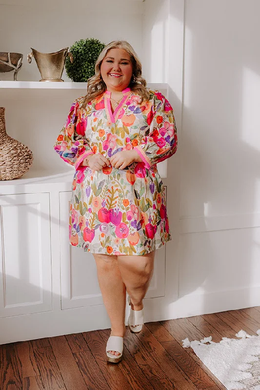 Life In Full Bloom Mini Dress in Pink Curves