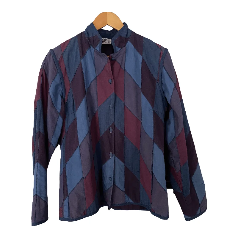 Bishopston Trading Company Vintage Jacket Harlequin Patchwork Design  Blues and Purple Size S/M