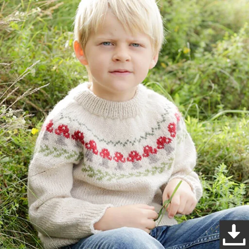 Kinder Pullover Mushroom Season Sweater Strickset - Drops (PDF)