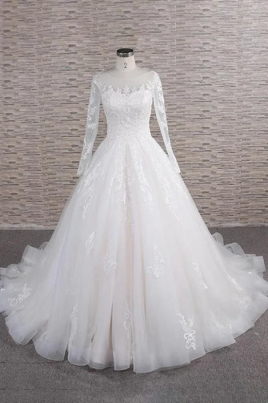 Graceful Appliques Long Sleeve A-line Wedding Dress