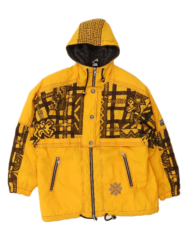 VINTAGE Womens Hooded Windbreaker Jacket UK 20 2XL Yellow Geometric