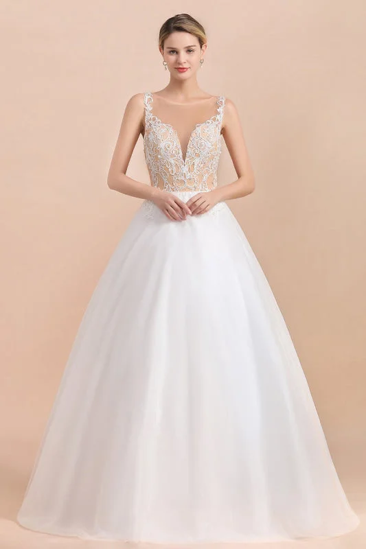 Graceful Illusion Lace Tulle A-line Wedding Dress