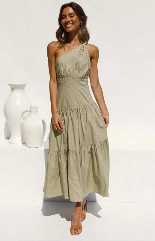 BerryBetty - Women's One Shoulder Gathered Long Dress