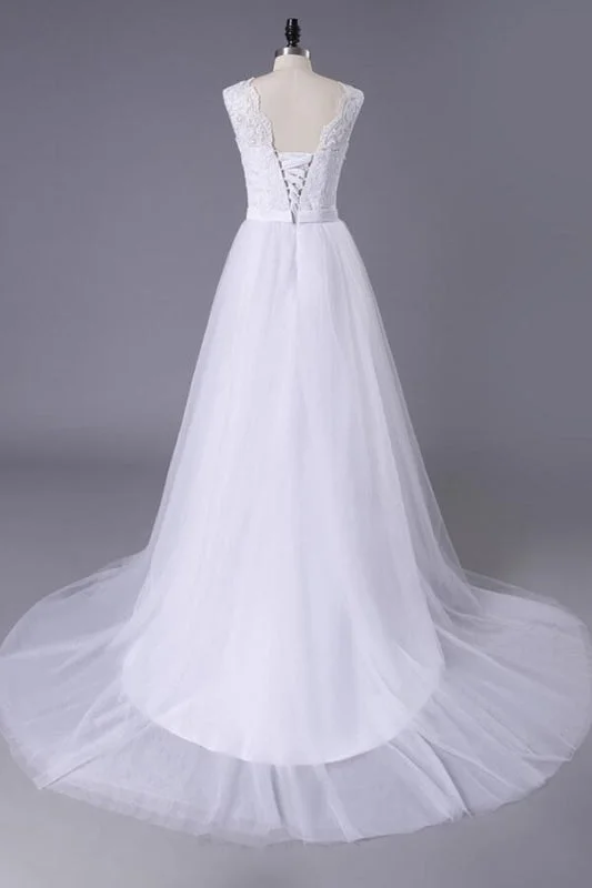 Chic Illusion Lace Tulle A-line Wedding Dress