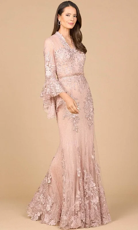 Lara Dresses 28978 - Bell Sleeve Embroided Evening Gown