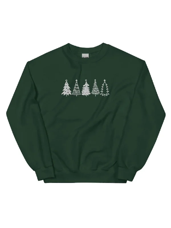 Christmas Trees Heavy Blend Women's Crewneck Embroidered Sweatshirt