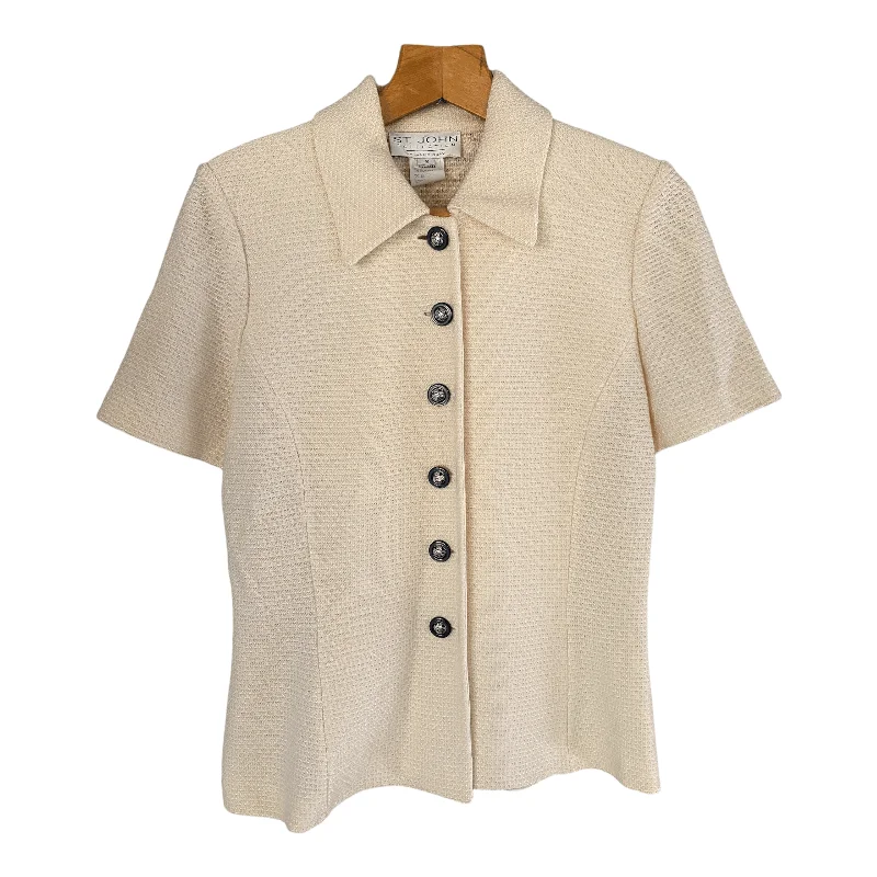 St John Collection by Marie Gray Short Sleeve Jacket Wool Mix Cream Size 8