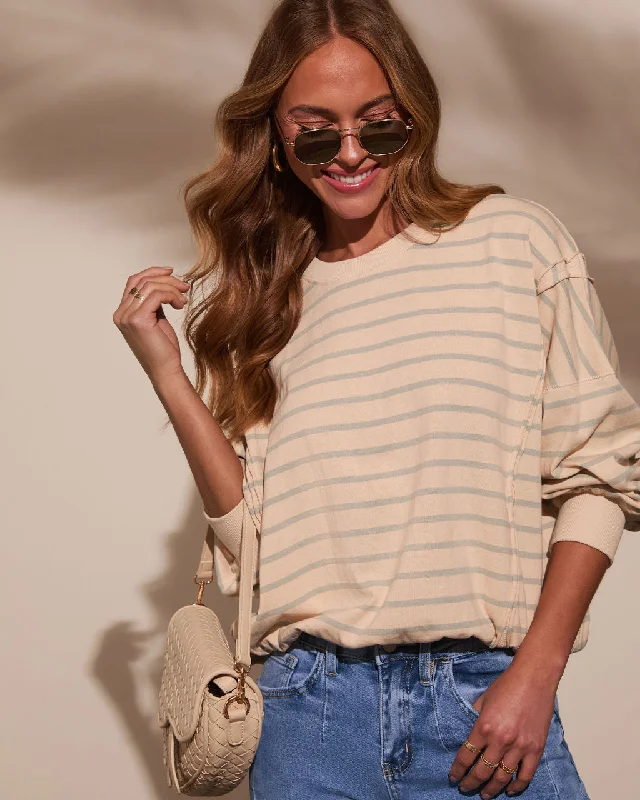 Classic Feel Striped Oversized Sweatshirt