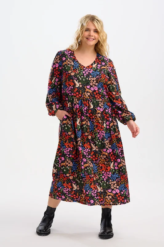 Sidney Midi Smock Dress- Multi, Woodland Floral