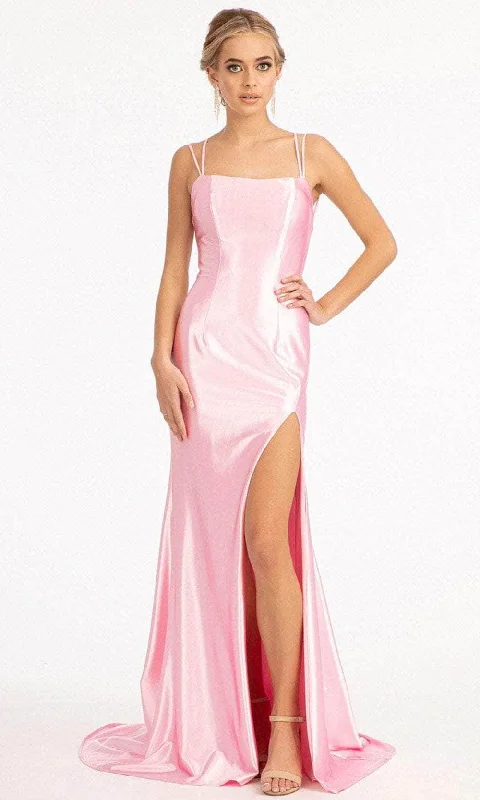 Elizabeth K GL3061 - Lace Up Satin Evening Dress