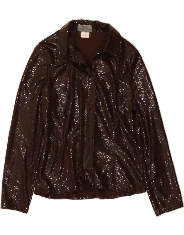 ATOS LOMBARDINI Womens Bomber Jacket IT 44 Medium Brown Animal Print