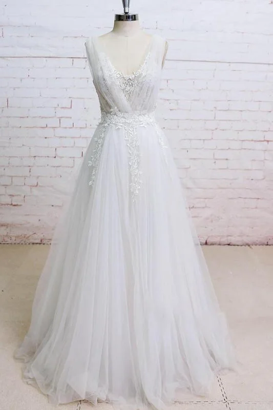 Appliques Tulle Ruffle A-line Wedding Dress