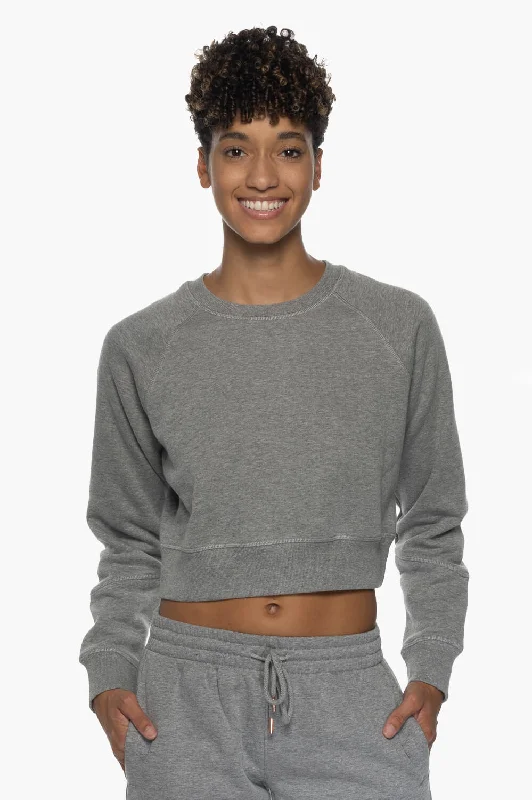 Brynn Cropped Fleece Crewneck - Heather Grey