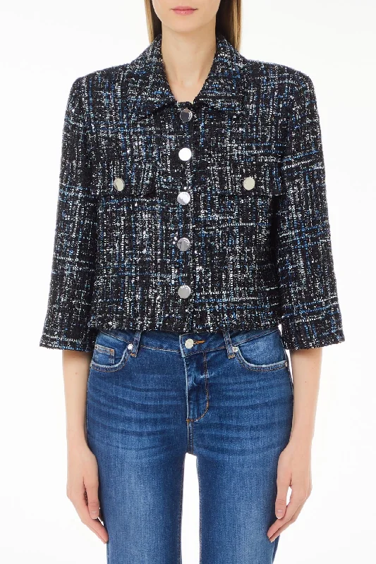 Liu Jo Sequin Embellished Plaid Blazer