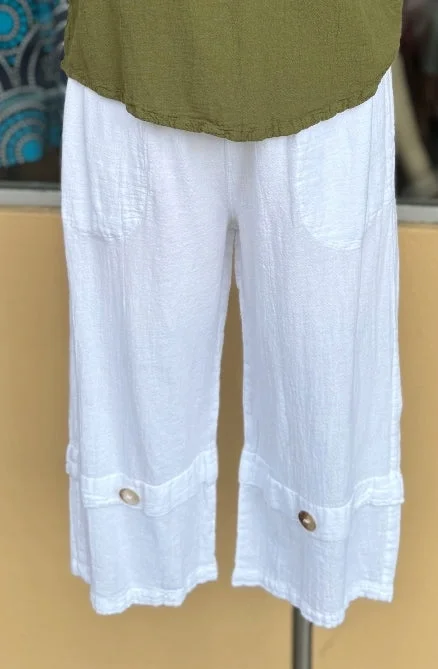 Gail Capri Pant with Pockets! 100% Cotton Gauze