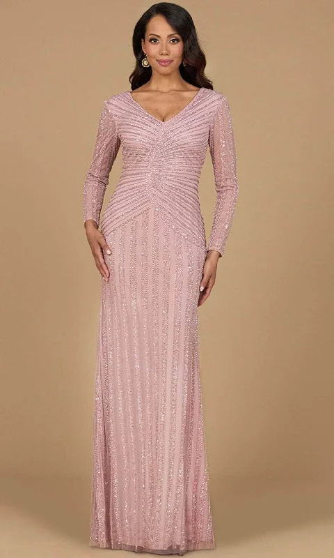 Lara Dresses 28953 - Linear Beaded Long Sleeve Formal Dress