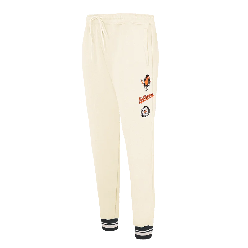 MLB BALTIMORE ORIOLES RETRO CLASSIC WOMEN'S RIB SWEATPANT (EGGSHELL/ BLACK)