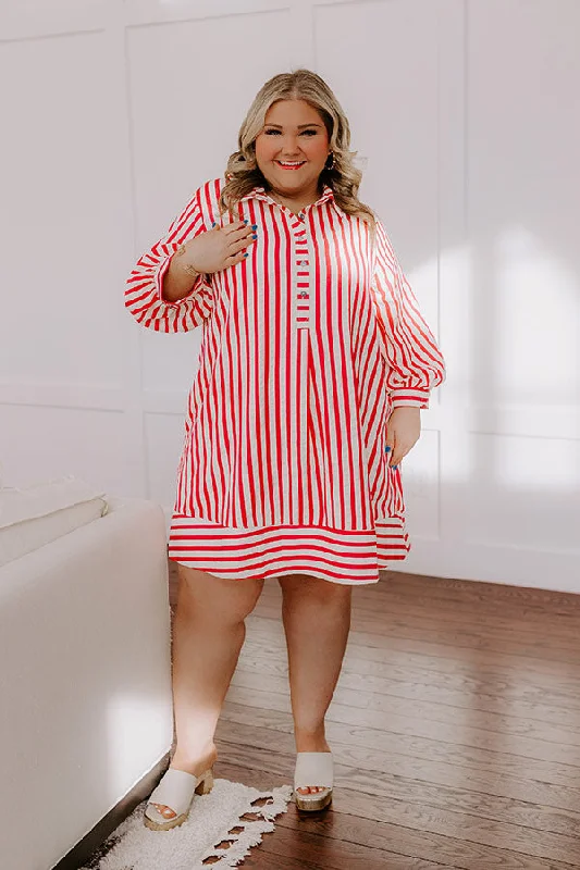 Charleston Charm Stripe Mini Dress in Rose Curves