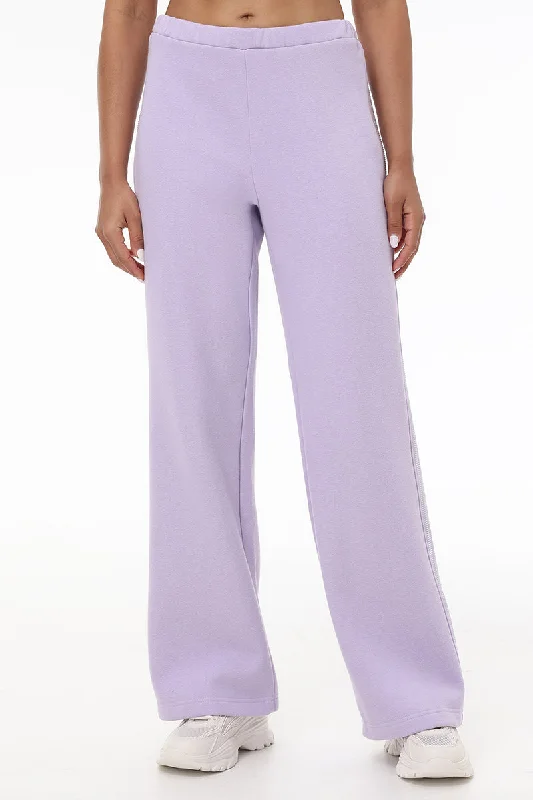 Wide Leg Fleece Pants With Side Bling