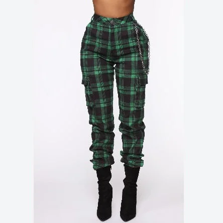 Harlan Checkered Casual Pants With Chain Accessories Wholesale Sweatpants Womens