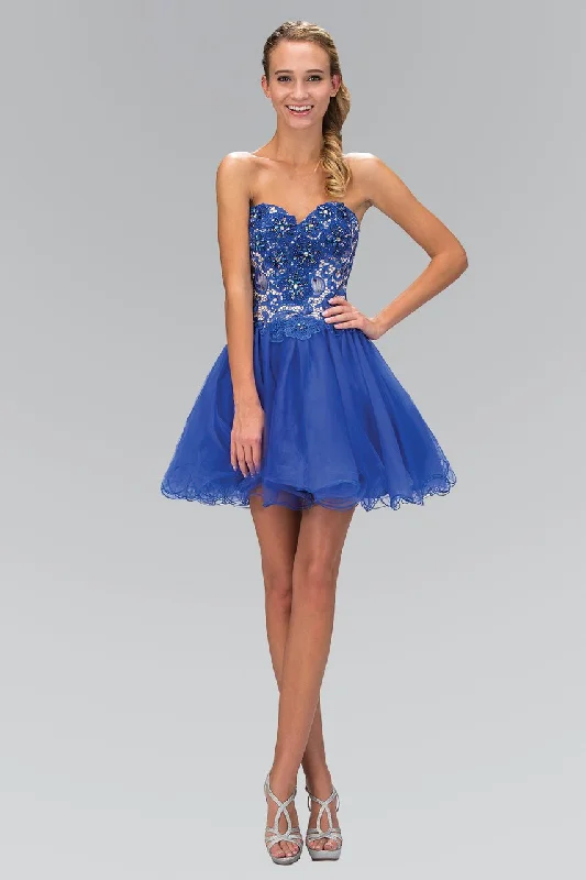 Elizabeth K - GS1110 Laced Sweetheart Neck Affordable Prom Dress