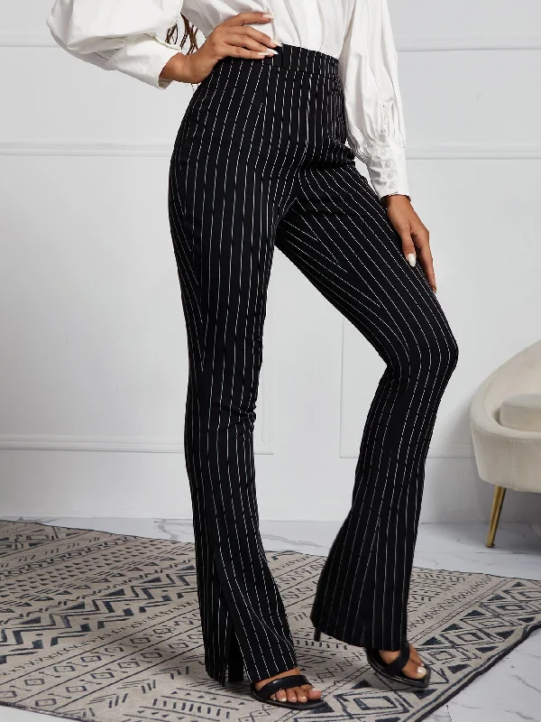 Elegant Striped High Waist Long Women Pants