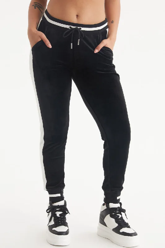 Contrast Rib Velour Joggers