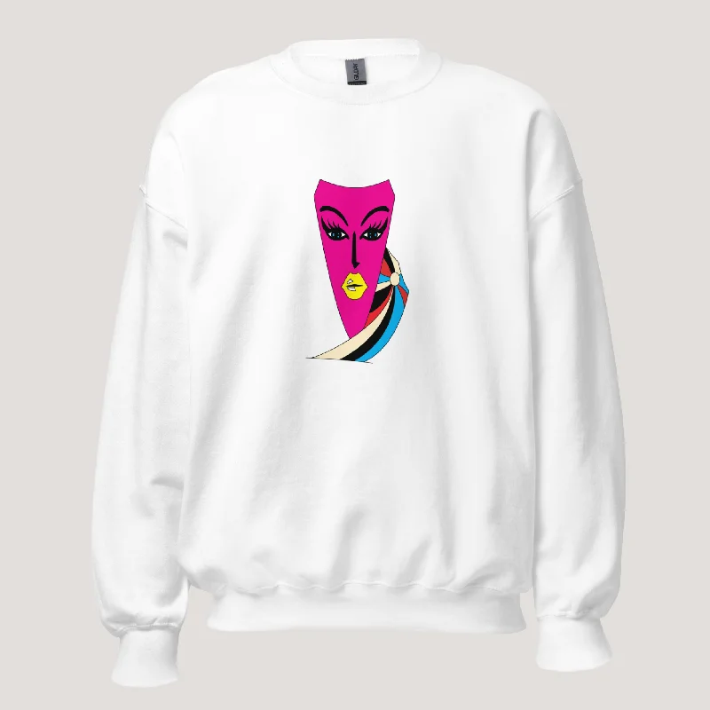 Abstract Face Art Print Sweatshirt, Pink Art Print Sweatshirt, Graphic Print sweater, Relaxed fit sweater