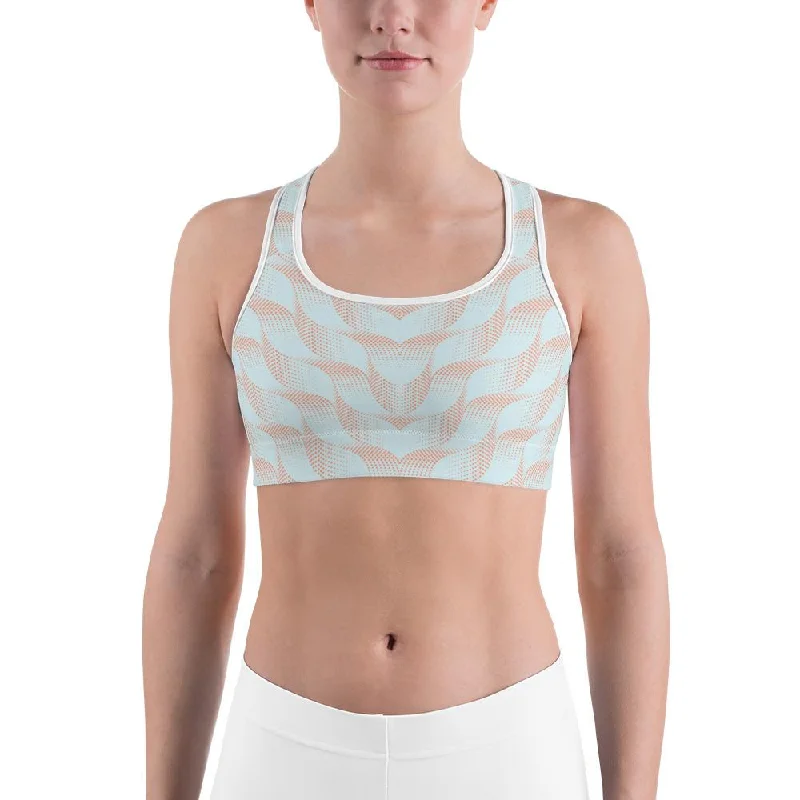 Light Blue & Apricot Wave Sports Bra