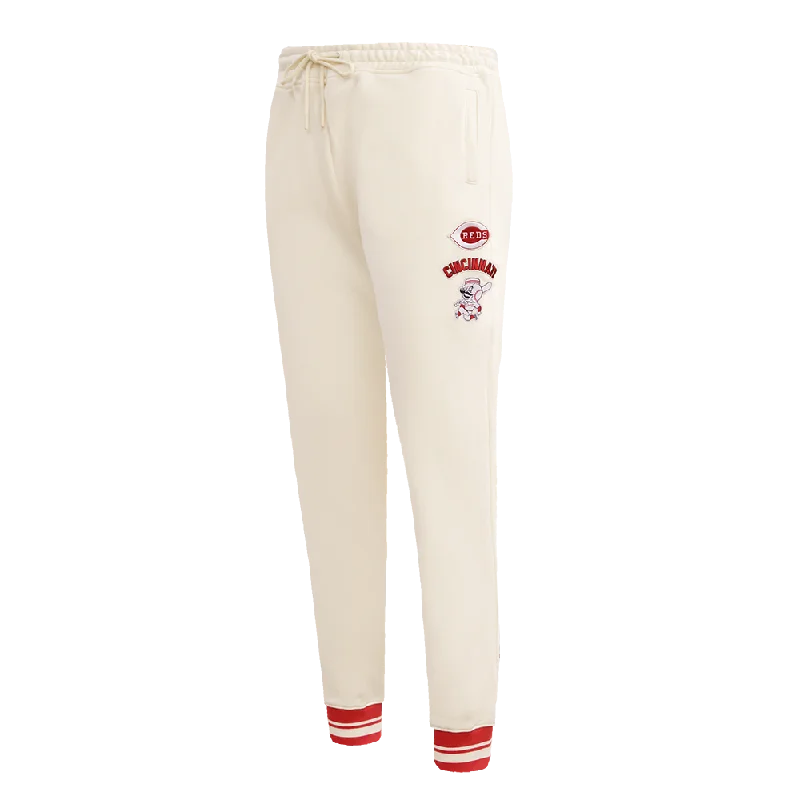 MLB CINCINNATI REDS RETRO CLASSIC WOMEN'S RIB SWEATPANT (EGGSHELL/ RED)