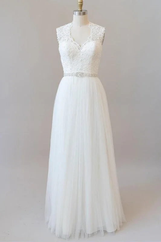 Amazing Beading Lace Tulle A-line Wedding Dress