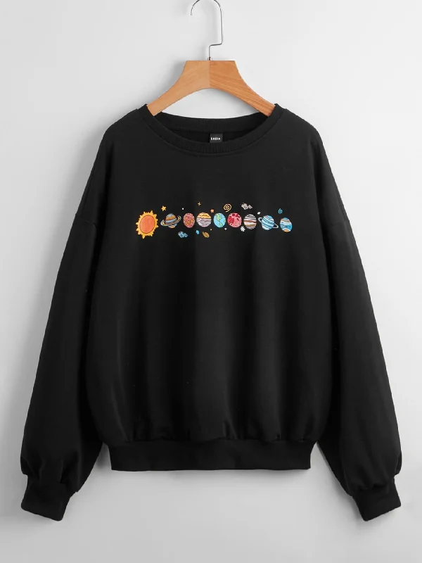 Casual Cartoon Long Sleeve Round Neck Regular Women Sweatshirt