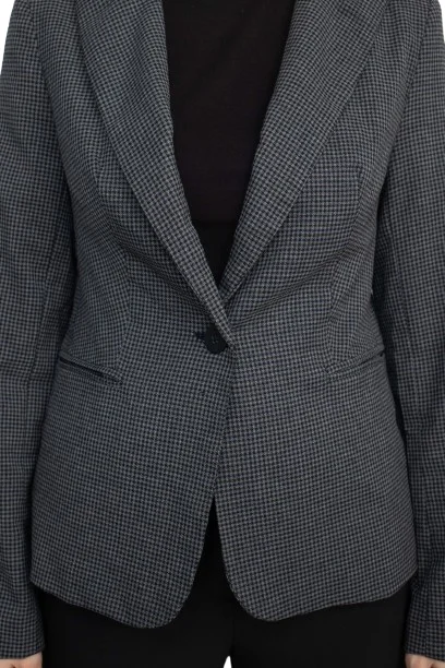 Notched Collar One Button Knit Blazer