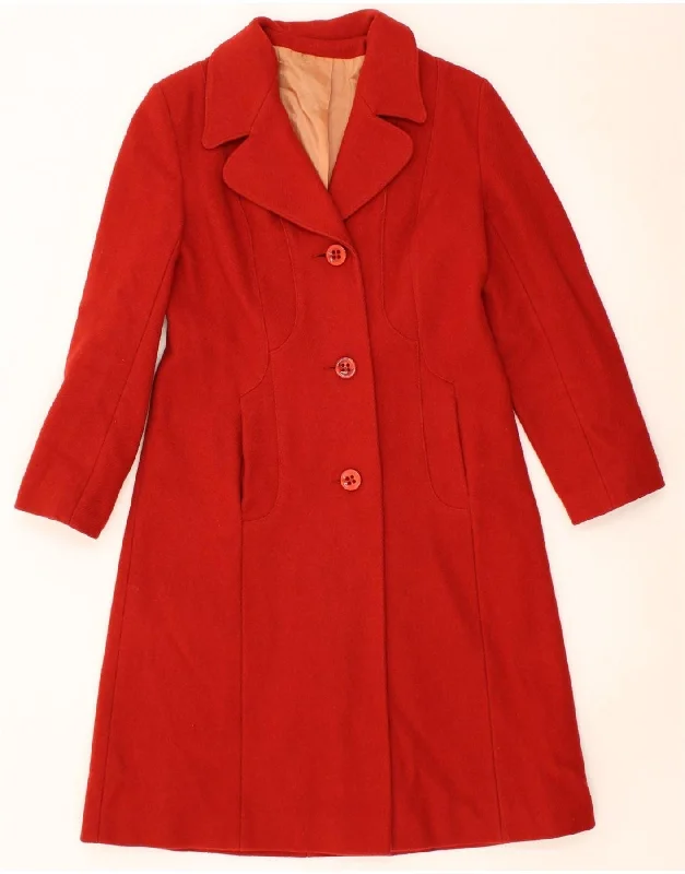 VINTAGE Womens Overcoat UK 14 Medium Red