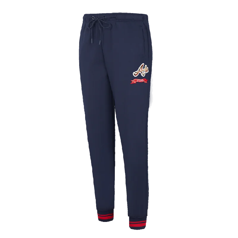 MLB ATLANTA BRAVES PRO PREP W RIB FLC WOMEN'S SWEATPANT (MIDNIGHT NAVY/RED/MIDNIGHT NAVY)