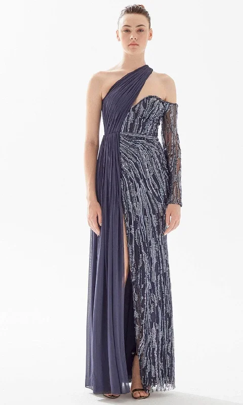 Tarik Ediz 98298 - One Shoulder Cutout Evening Gown