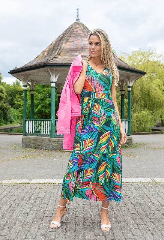 Tropical Print Midi Dress