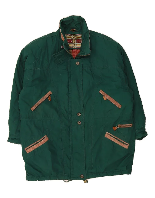 COLEBROOK Womens Oversized Windbreaker Coat UK 16 Large Green Cotton