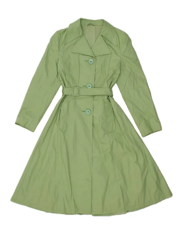 DIOLEN Womens Trench Coat UK 8 Small Green Viscose