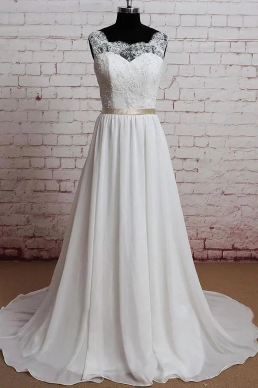 Elegant Lace Chiffon A-line Wedding Dress