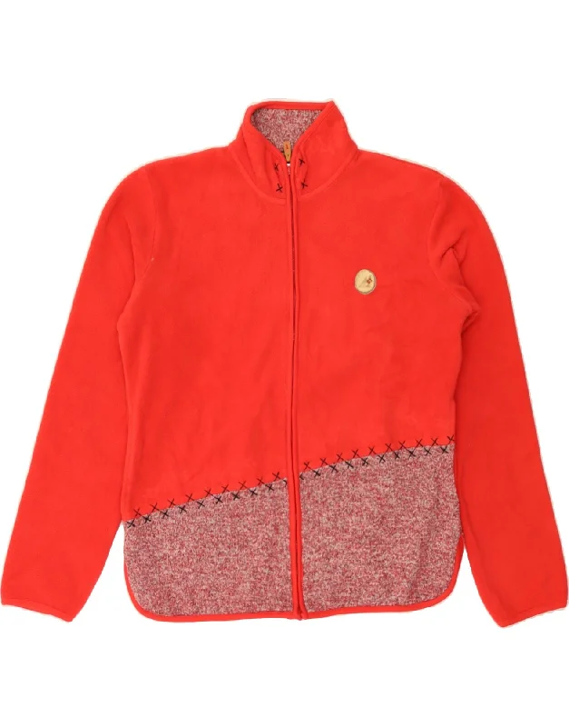 ALPENPLUS Womens Fleece Jacket UK 16 Large Red Colourblock