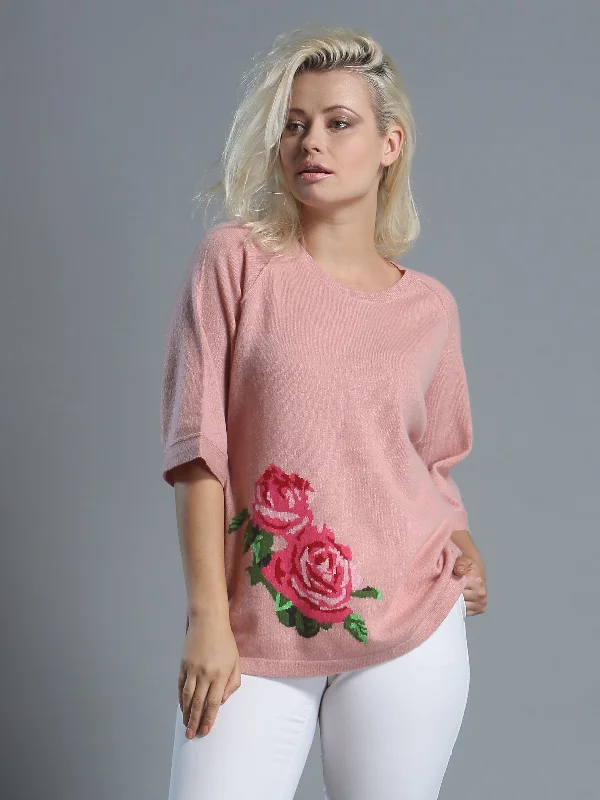 Rose Intarsia Pullover