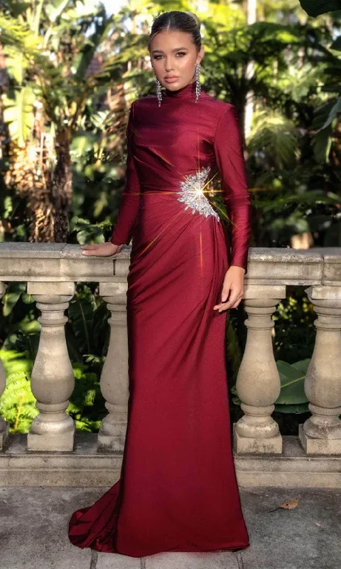 Portia and Scarlett PS24740 - Long Sleeve High Neck Prom Dress