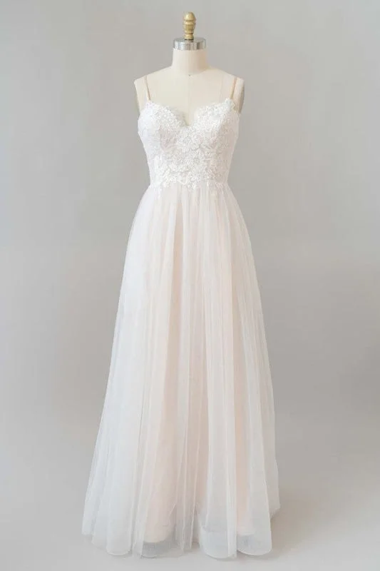 Criss Cross Appliques Tulle A-line Wedding Dress