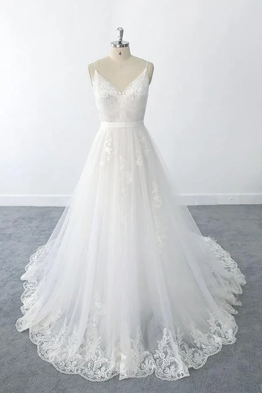 Amazing Ruffle Appliques Tulle A-line Wedding Dress