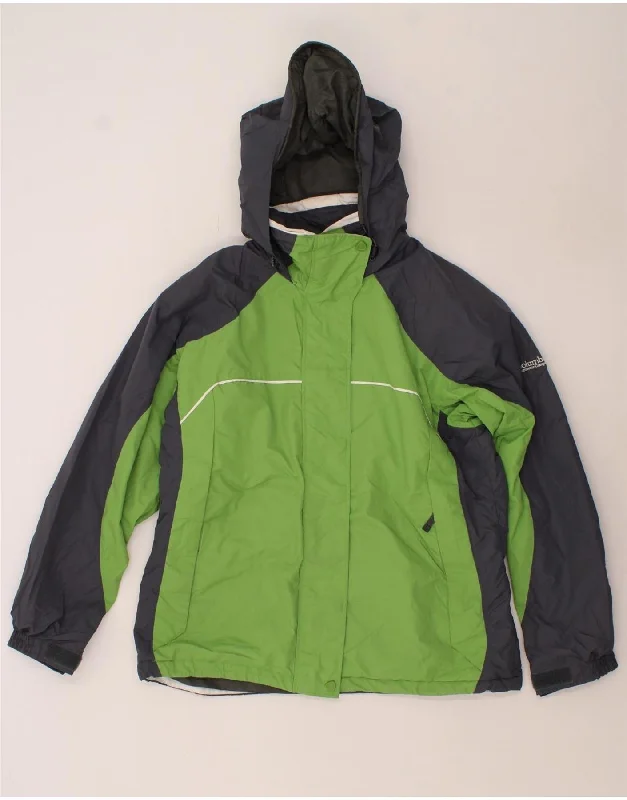 COLUMBIA Womens Hooded Windbreaker Jacket UK 16 Large Green Colourblock