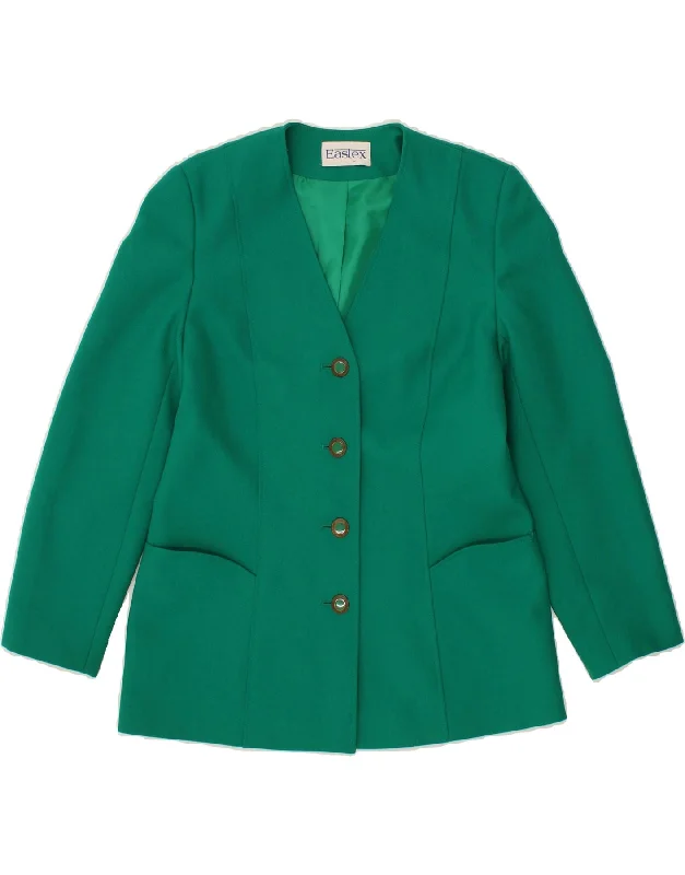 EASTEX Womens Longline 4 Button Blazer Jacket UK 10 Small Green Polyester