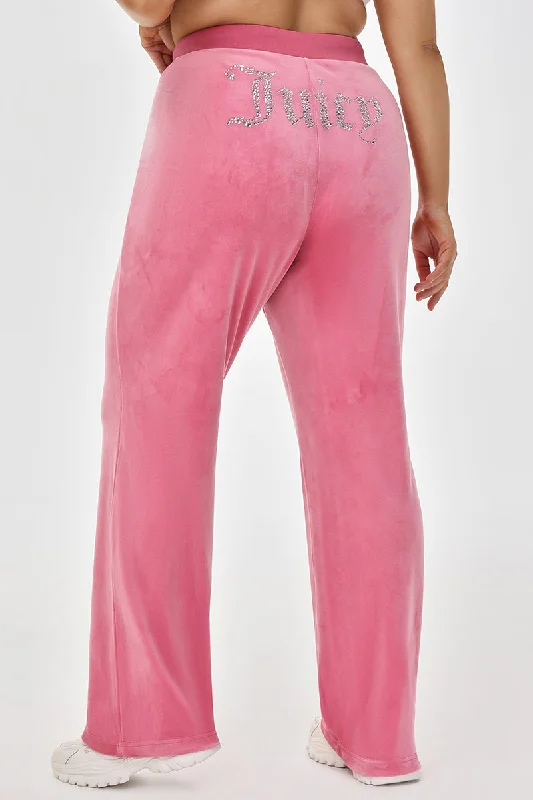 Plus-Size Mixed Crystals Velour Track Pant